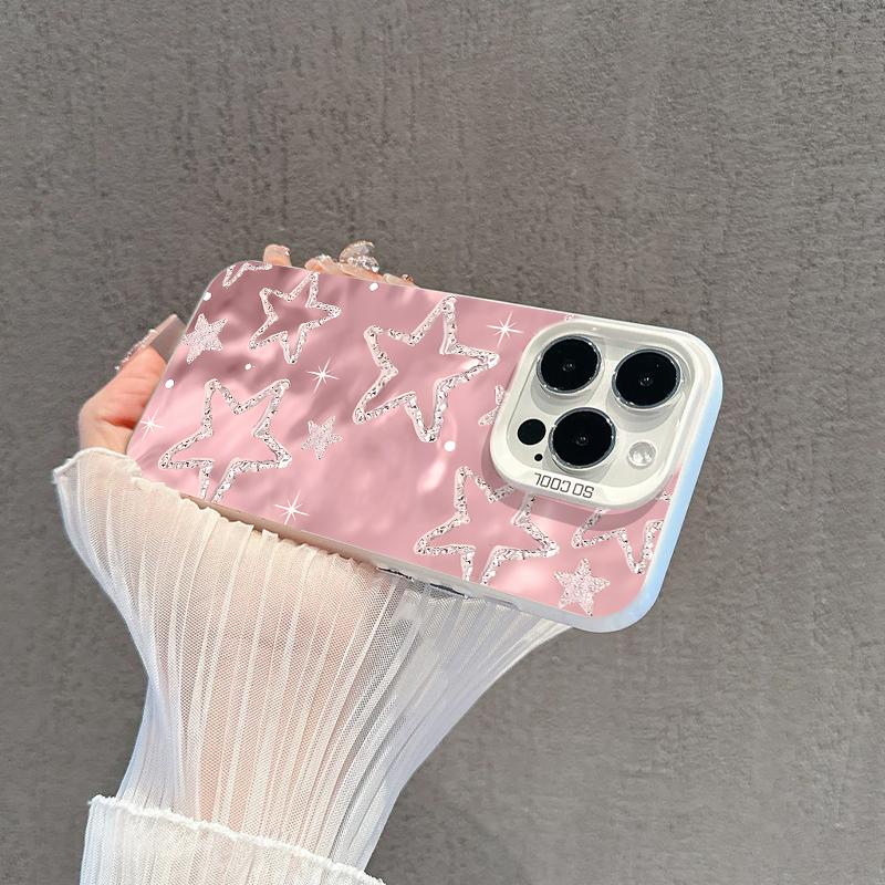 Casing Hp For IPhone 7G 7P X XR XSMAX 11 12 13 14 15 16 PRO PROMAX PLUS Dengan Motif Pink Star Yang Imut Gemoy Cute Baru Simple Dan Antislip Viral Case Hardcase CYK1386