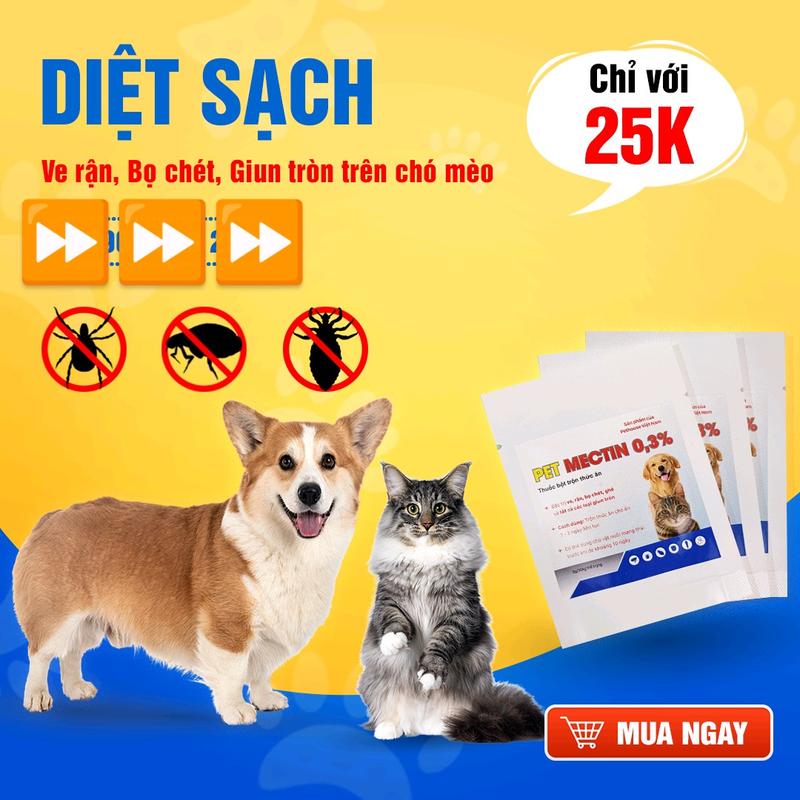 Combo 2 gói Bột trộn thức ăn diệt ve rận bọ chét chó mèo
