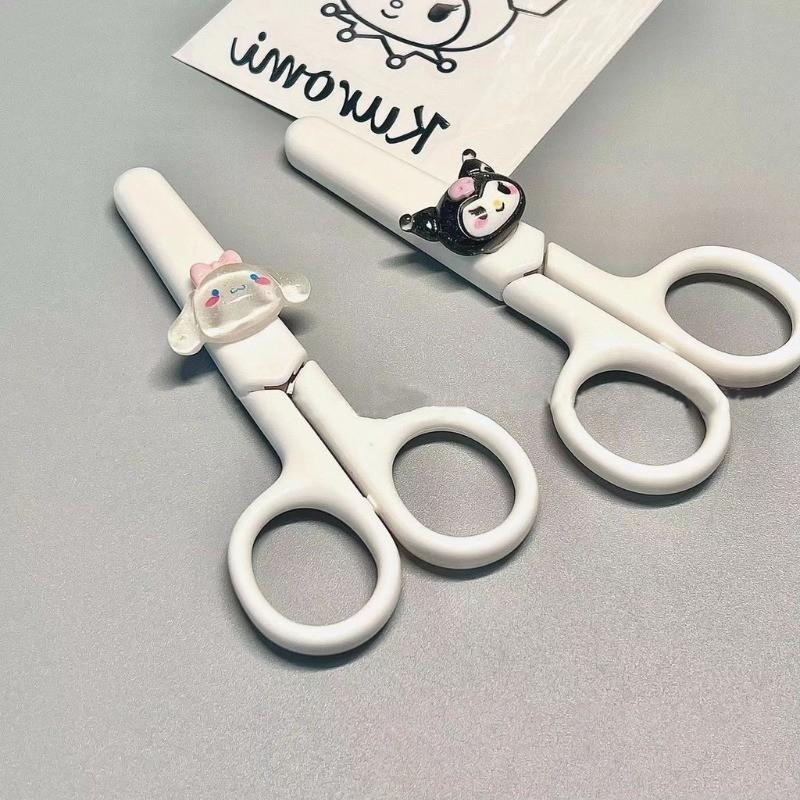 Product Introduction of Sanrio Kuromi Cinnamoroll Melody DIY Hand Made Scissors Kawaii Children Safety Silicone Shell Kid Stationery School Supplies Gift 6