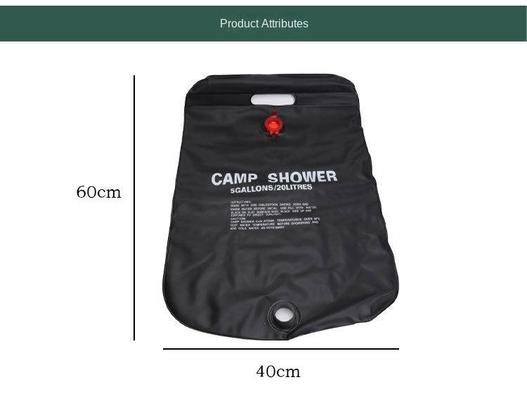 Product Introduction of Outdoor Camping Shower BagSolar Hot Water Bag Portable Outdoor Shower and Shower Cool Shower Water Storage Bag 13