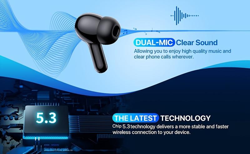 Product Introduction of With LCD Display, Touch Control, CVC 8.0 Noise Reduction, Condenser Microphone, Type-C Charging, Non-Waterproof Plastic Earphones, Suitable for Sports and Audio Monitoring, Compatible with Mobile Phones Wireless Earphones 2