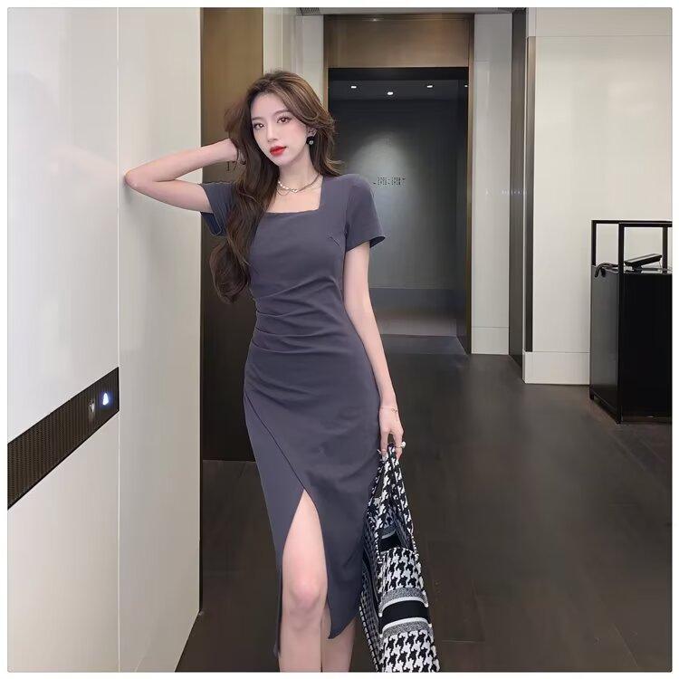 Product Introduction of Fashion Women's Clothing Short Sleeve Dress Feminine Outfit 2021 New Summer Season Slimming Elegant Mid-Length Fashion 3