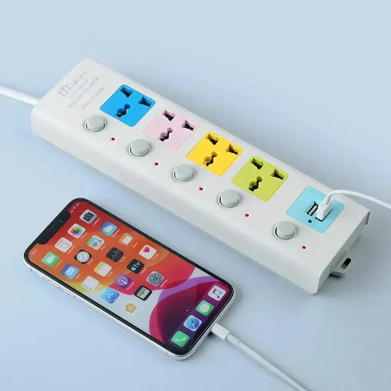 Ổ cắm điện đa năng thông minh kèm 2 cổng sạc USB đa năng và 4 lỗ cắm, Dây Cáp Dày Chất Lượng Cao 1
