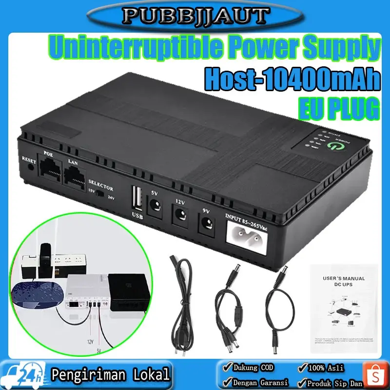 Power Supply UPS Router Backup Power DC Power Adapter Uninterruptible Power Supply 10400mAh 5V 9V 12V UPS Router Optical Cat Built-in Adapter Backup Power Supply Eu 0