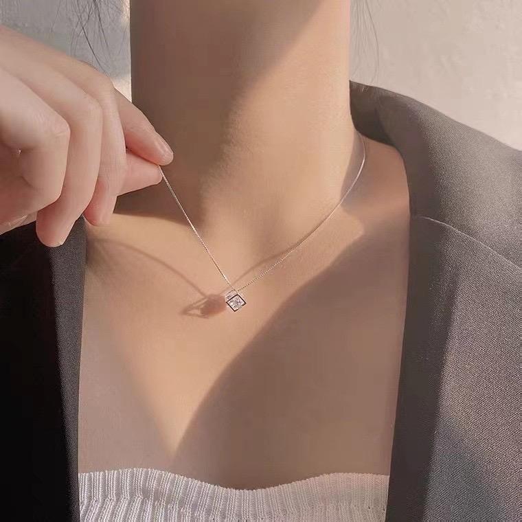 Dây Chuyền nữ B.Ta mặt hình khối lập phương đá lấp lánh TMJ (Ảnh Thật , Có Bảo Hành Làm Sáng) 4