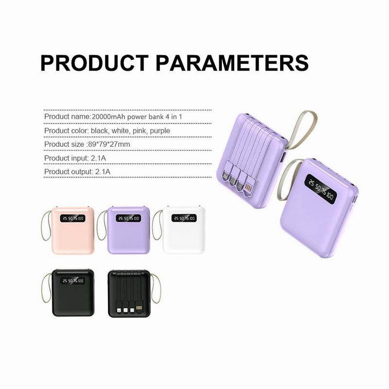 MOYATU Powerbank 20000 mah Mini Size with 4 Kabel 2.1A Fast Charging LED Senter Display power  bank 7