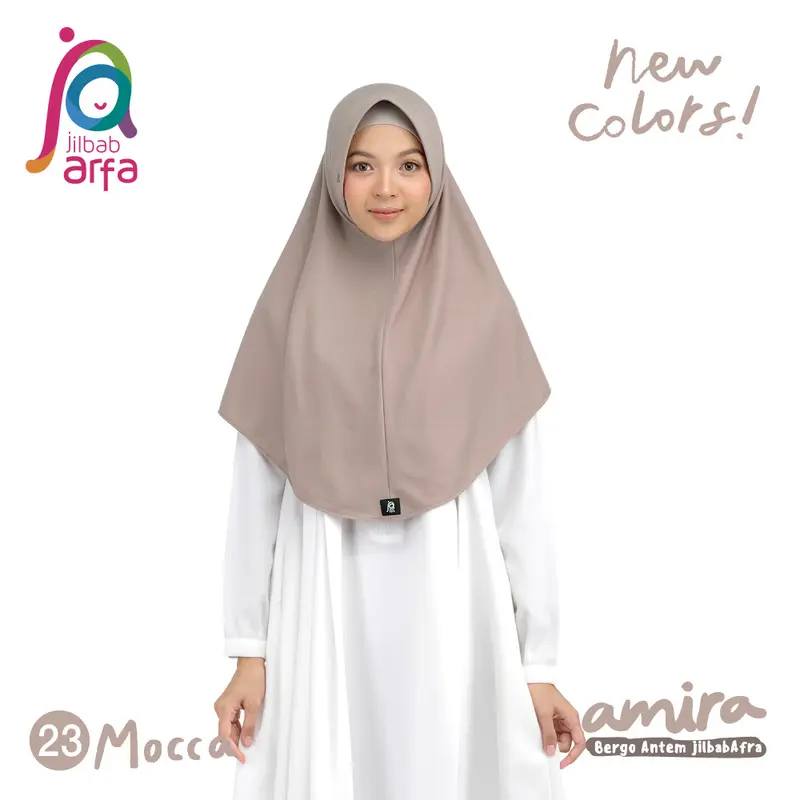 Jilbab Afra Arfa Amira Mocca Bergo Instan Remaja Pet Antem Bahan Kaos Premium Panjang Muslim 0