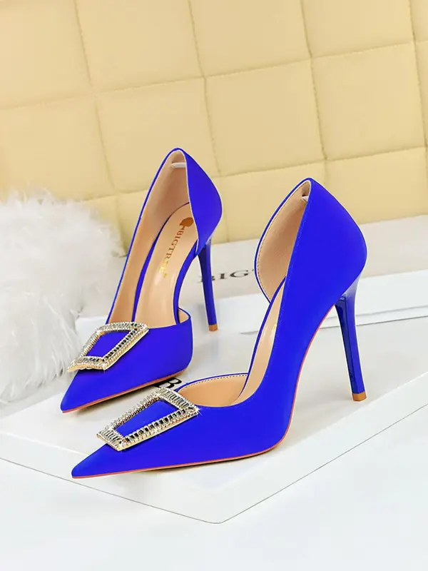 Women's Elegant Rhinestone Decorated High Heel Shoes, 2024 New Style Fashionable Pointed Toe Pumps for Party, Daily Clothing Decor for Women & Girls 6