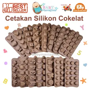 Cetakan Silikon Cokelat Happy Birthday ABC Silicone Mold Premium Ulang Tahun Angka Star Love Heart Alfabet Binatang Safari Laut Christmas Santa Natal Kado Snowman Robot Dino Coklat Oven Safe Jelly Clay Play Doh Resin