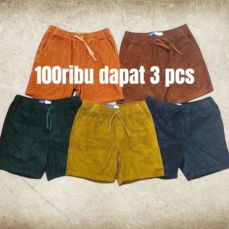 paket 3 pcs celana pendek corduroy pria wanita premium quality celana santai unisex
