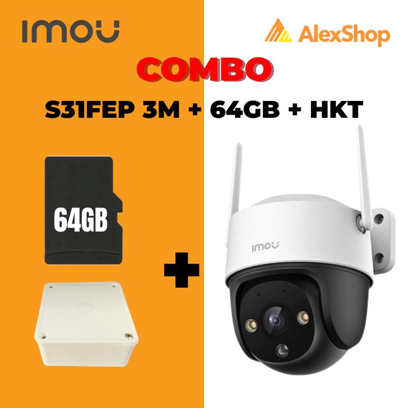 [COMBO] Camera Imou Ngoài Trời S31FEP 3M + Thẻ 64Gb + Hộp Kỹ Thuật  - Camera Ngoài Trời Xoay 360 Độ, Đàm Thoại 2 Chiều