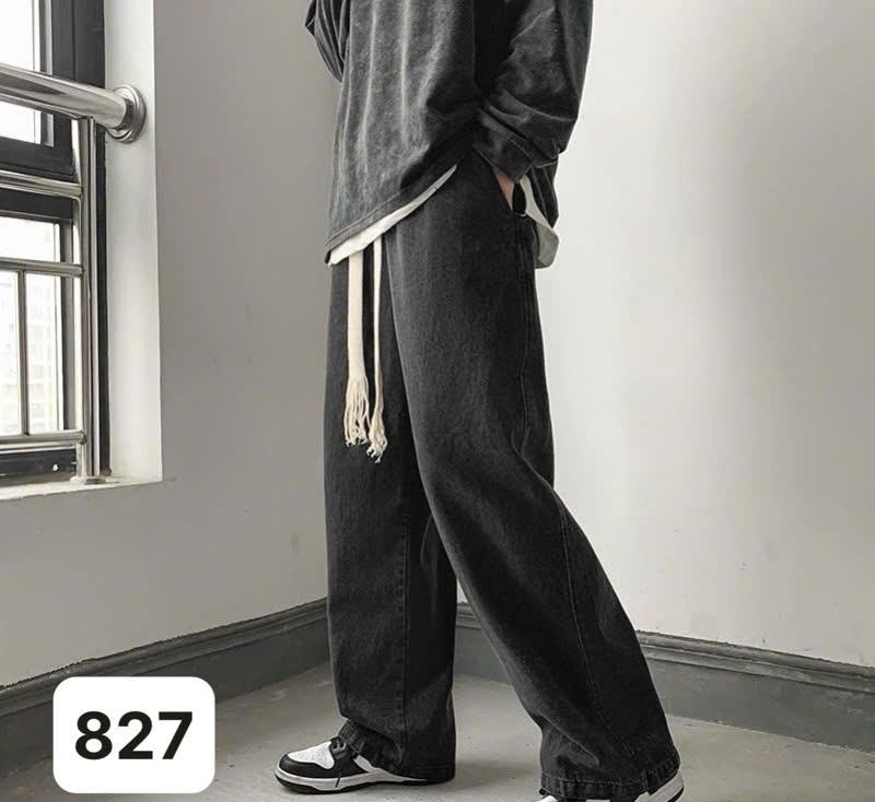 Product Introduction of Quần baggy nam trơn màu đen xám lưng thun kèm dây rút ống rộng cá tính trẻ trung Fashion 24h BGN827 10