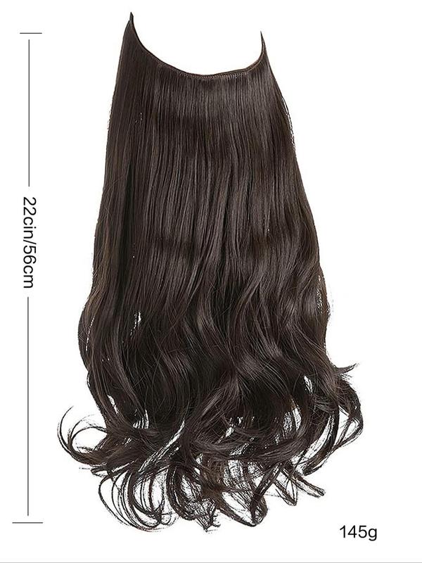 Women's 22-inch Invisible Wire Hair Extension,  Wavy Curly Synthetic Short Clip for Women & Girls, Fashion Wig for Party, Daily Clothing Decor, Female 2024 Trendy Matching Natural Wavy Wig Piece 3