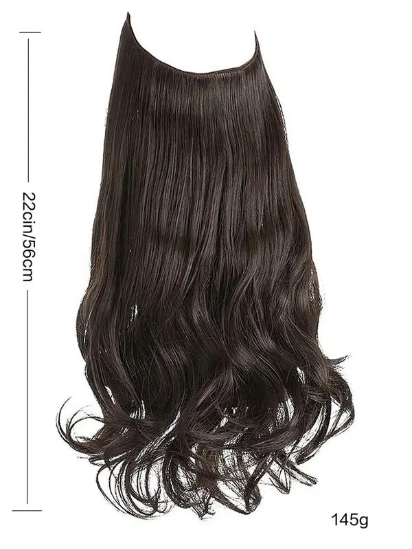 Women's 22-inch Invisible Wire Hair Extension,  Wavy Curly Synthetic Short Clip for Women & Girls, Fashion Wig for Party, Daily Clothing Decor, Female 2024 Trendy Matching Natural Wavy Wig Piece 2