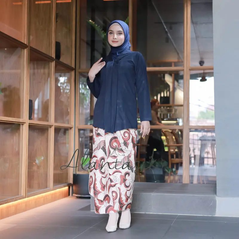 Kebaya Kartini Polos Lengan Panjang Katun Tangan Wanita Dress Dewasa 0