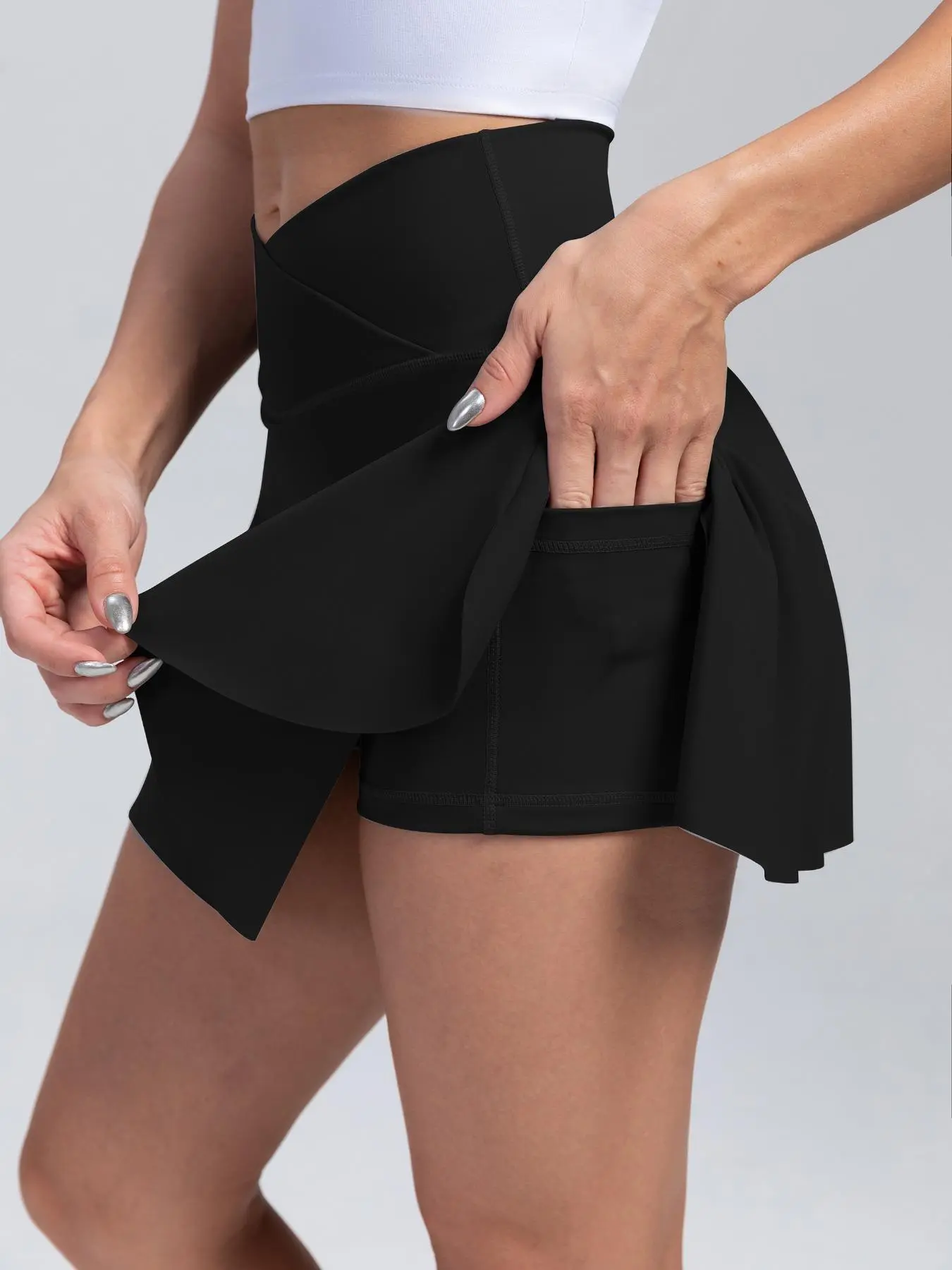 Women's Summer Solid High Waist Pocket Tennis Skirt, Summer Clothes Women, Cargo Skirt, Women's Skirt, Casual Basic Comfort High Stretch Short Skort for Daily Wear