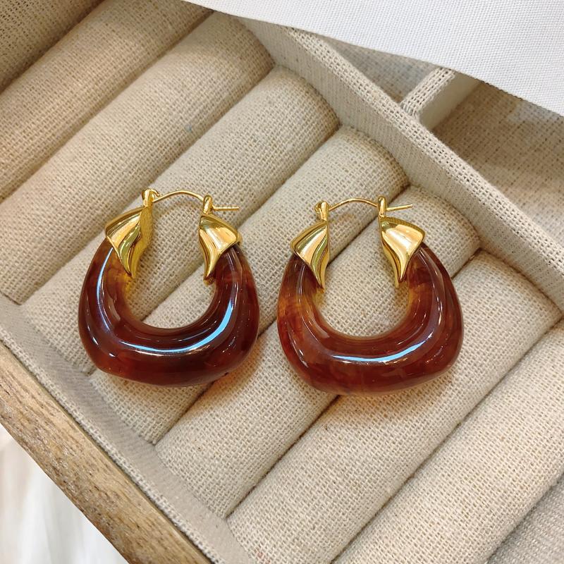 Product Introduction of Maillard Amber European and American Exaggerated and Personalized Fashionable Vintage Circle Earrings U-Shaped Earrings Women's Niche High-Grade Earrings 3