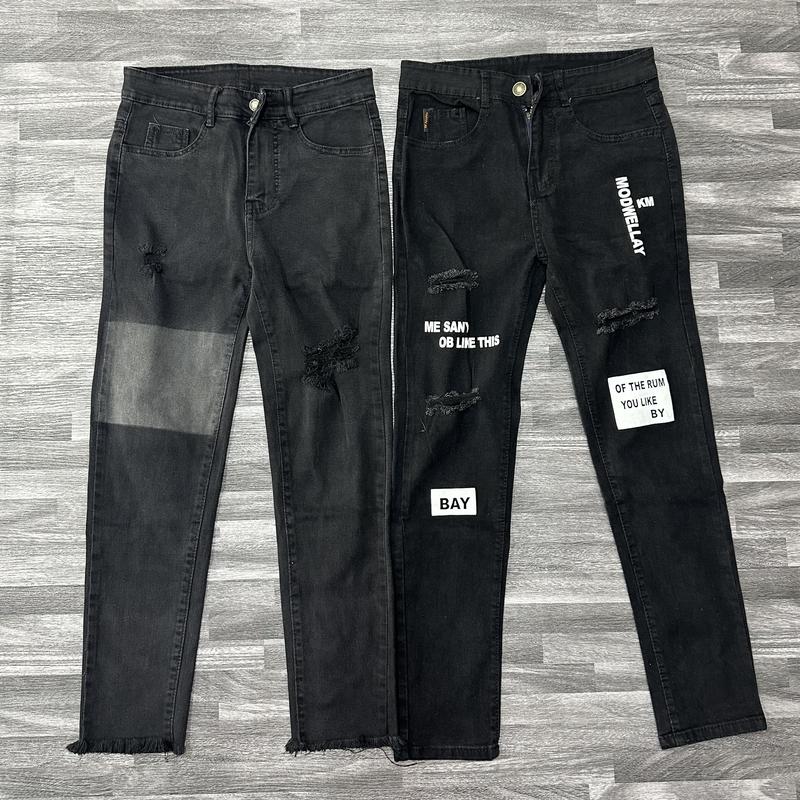 Product Introduction of Quần jean dài nam đen phối phối rách, co giãn, trẻ trung năng động mẫu mới Menswaear Top 2