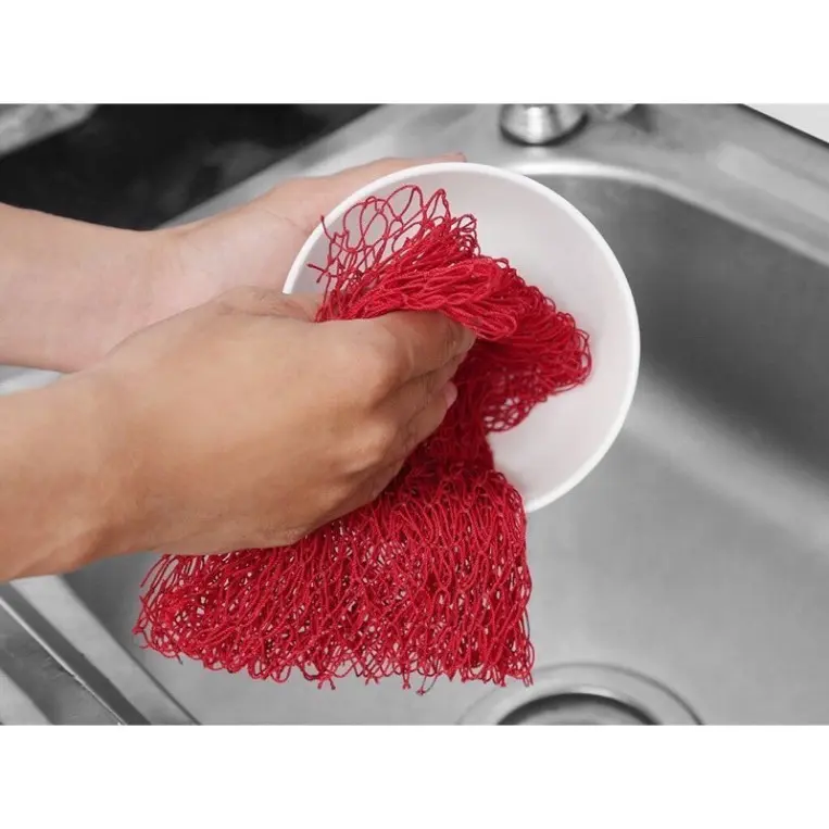 Búi Rửa Bát Lưới Loại To red color - Đa Năng, Sạch Sâu, Chống Bám Dầu Mỡ Bọt Biển