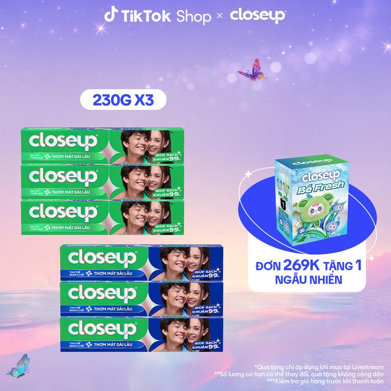 [KOL Live 2] Combo 3 Kem Đánh Răng Closeup Giúp Làm Trắng Răng Tự Nhiên Sau 2 Tuần 230G/Tuýp [2]