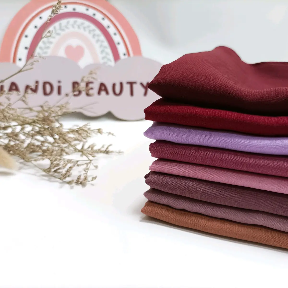 Hijab Segi Empat Pollycotton Premium Jahit Tepi dengan Zipper Pouch