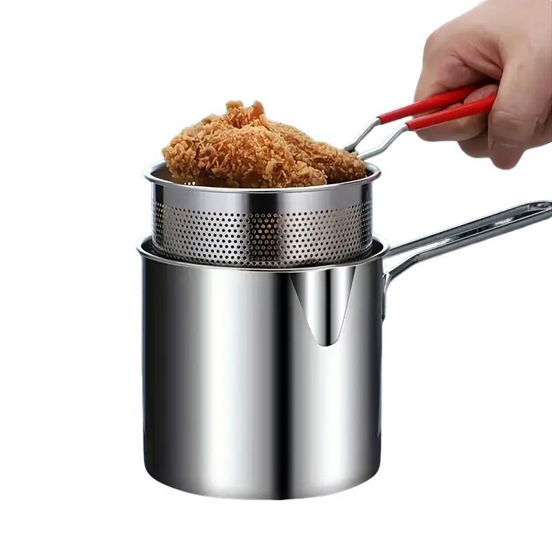 Stainless Steel Deep Frying Pot with Filter Rack, 1 Set Kitchen Cooking Tool for French Fries, Fried Chicken, Fish, Cookware Accessories for Home Dining Room Barbecue 0