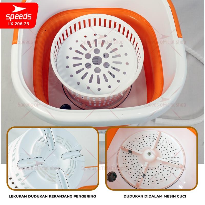 SPEEDS Mesin Cuci Portabel Mesin Pengering Air Kecil Mini Washing Machine Dinamo Mesin Pencuci Pakaian 206-23 7