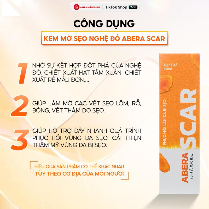Kem Mờ Sẹo Nghệ Đỏ Abera Scar 20g - Hỗ Trợ Cải Thiện Sẹo Lõm, Rỗ, Thâm Mới Và Lâu Năm 2