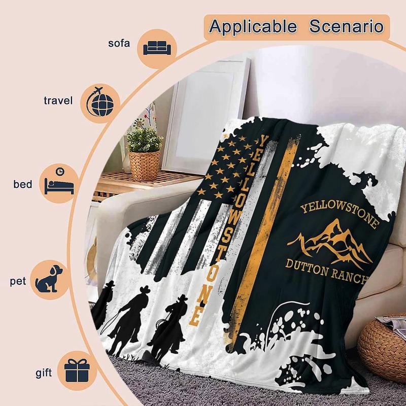 Yellowstone National Park Pattern Blanket, 1 Count Soft Comfortable Throw Blanket, Warm Napping Blanket for Home Office Travel Camping 5