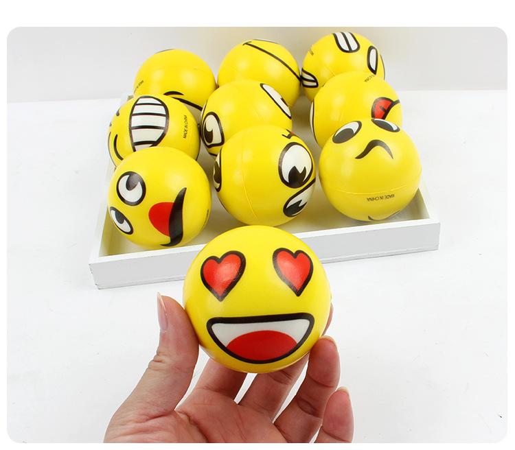 Product Introduction of Smile Face Foam Ball Squeeze Stress Ball Outdoor Sports Relief Toy Hand Wrist Exercise PU Toy Balls For Children 1