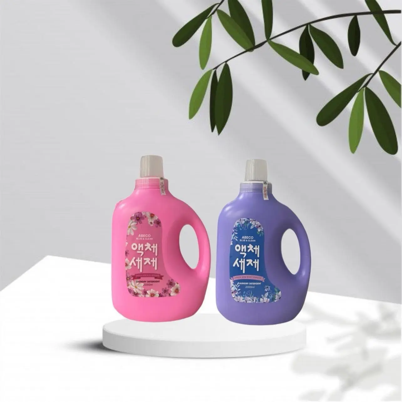 Combo 2 can nước giặt Abco - 2l /1 can - Màu hồng+ xanh