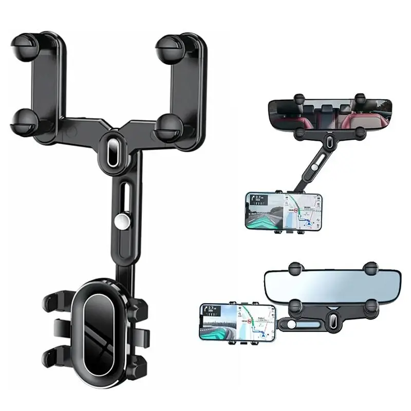 Adjustable Car Phone Holder, 1 Count 360° Rotatable Rearview Mirror Phone Holder, Universal Retractable Navigation Bracket for Car