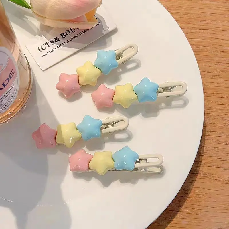 Cute Candy Color Star Hairpin Sweet Pentagram Hair Clips Side Bang Barrettes For Girls Hair Accessories
