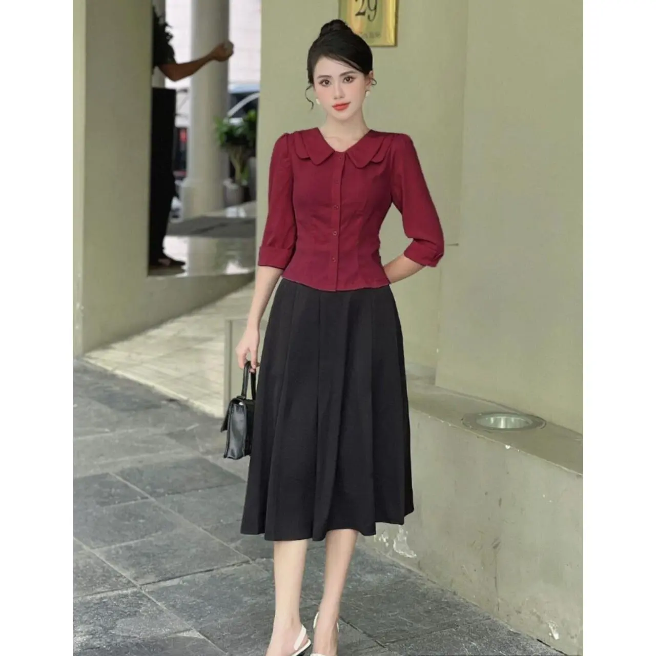 Áo Kiểu Xinh Nữ Công Sở Tay Lửng