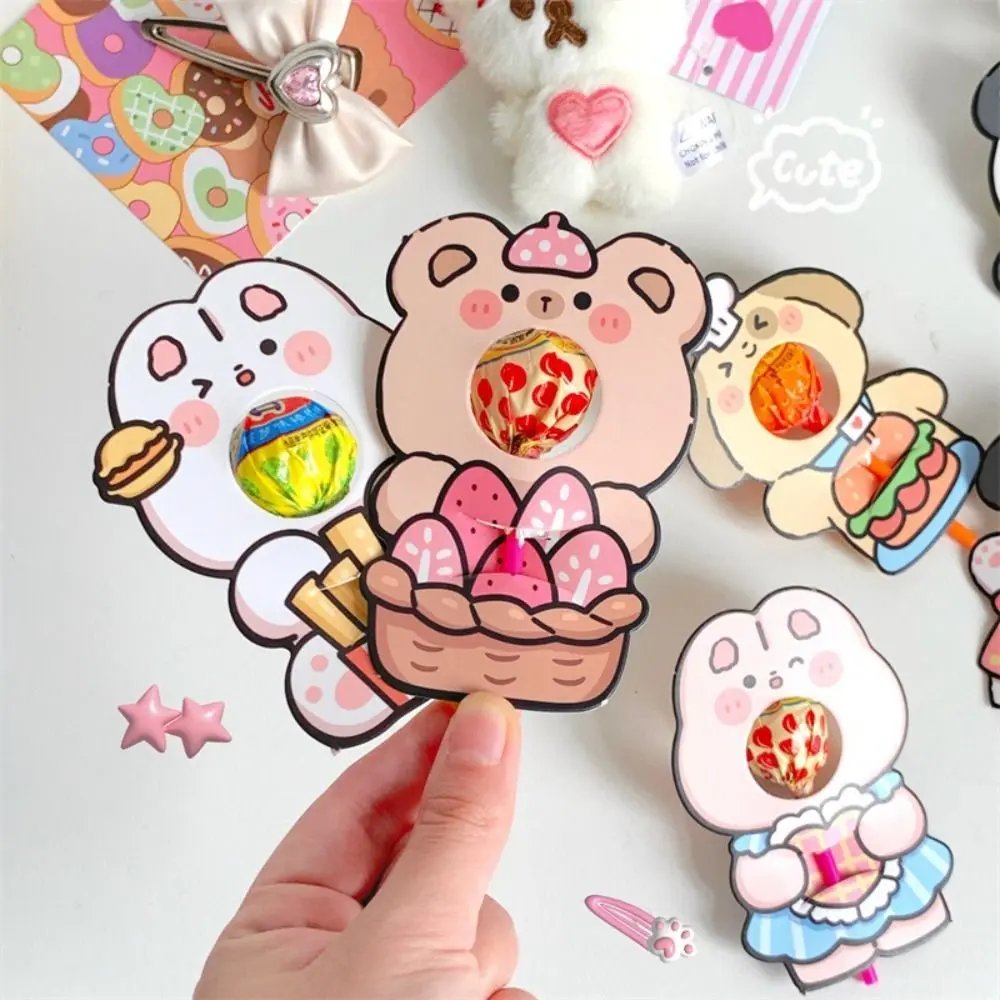 Kawaii Cartoon Pattern Lollipop Decorative Paper Card DIY Packaging Lollipop Package Card Korean Candy Holder Kids Gifts