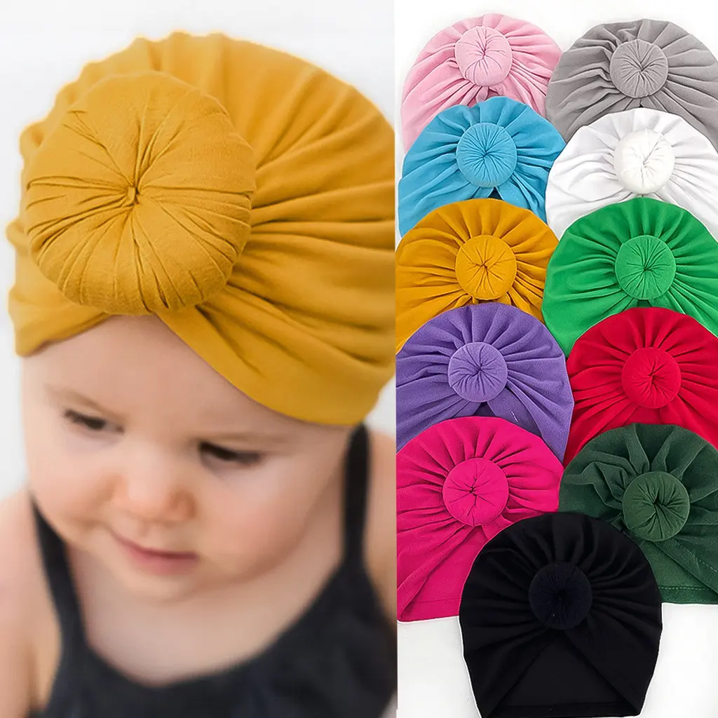 New Baby Products, Children's Headscarf Hat, Baby Solid Color Knotted Indian Pullover Hat