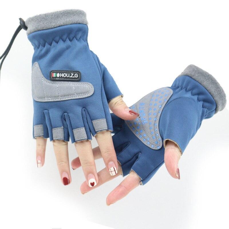 Hou Z.G Tali Anak-anak Tetap Hangat Setengah Jari Non-slip Sarung Tangan Bersepeda Roller Skating Sarung Tangan Anak Laki-laki Anak-anak Naik Sarung Tangan Tahan Air 5-12 Tahun