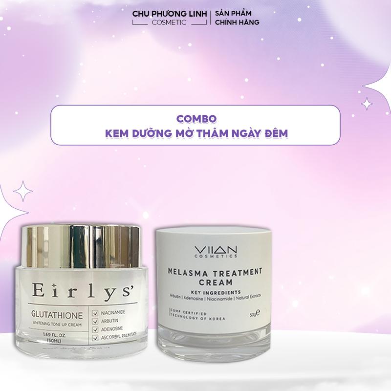Kem dưỡng trắng da EIRLYS + Kem dưỡng MELASMA VIIAN 50g - Dưỡng ẩm, giẳm thâm, ngăn ngừa lão hóa CB086 (Tặng 1 KCN Secret)