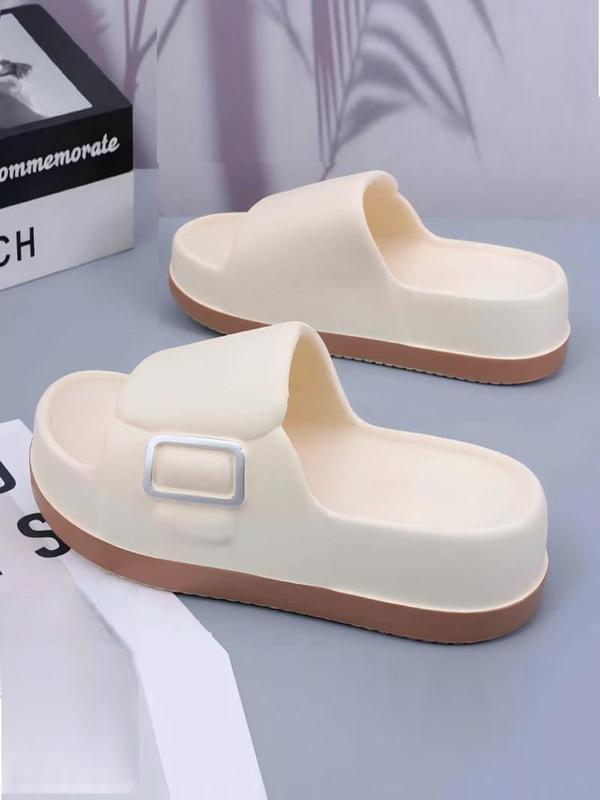 Women's Colorblock Platform Slides, Casual Comfortable Soft Sole Slippers for Indoor Outdoor Wear, Non-slip Slippers for Summer Beach, Walking Shoes 8
