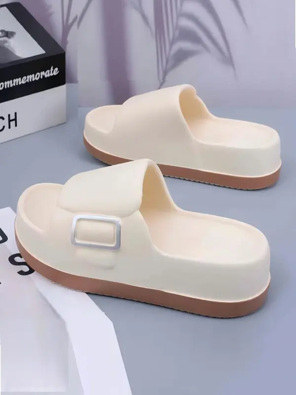 Women's Colorblock Platform Slides, Casual Comfortable Soft Sole Slippers for Indoor Outdoor Wear, Non-slip Slippers for Summer Beach, Walking Shoes 8