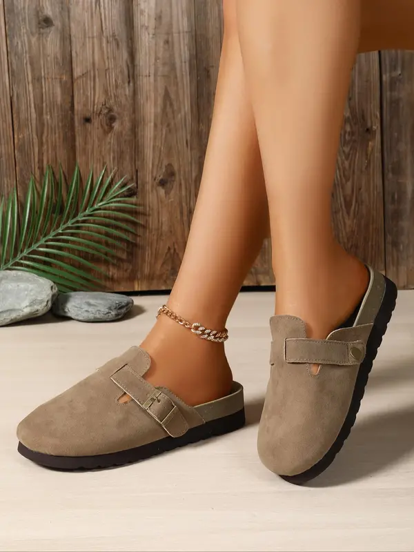 Women's Fashionable Plain Color Slip on Sandals, Casual Comfortable Soft Sole Sandals for Summer, Lightweight Breathable Shoes for Daily Wear, Girl 8