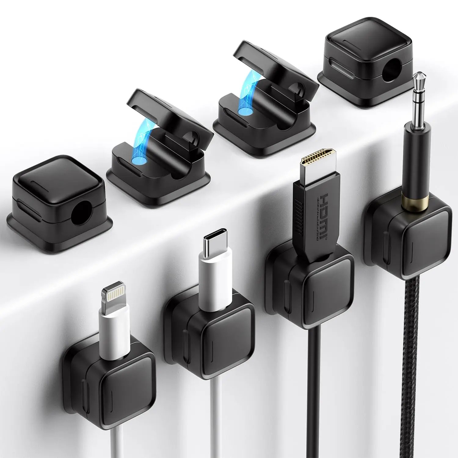 Magnetic Cable Organizer, 8 Counts/set Smooth Adjustable Cable Management, Wire Holder Keeper Organizer for Home Office Car Desk Nightstand