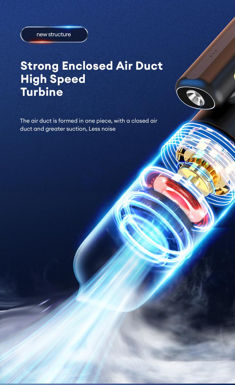 Product Introduction of Wireless Vacuum Cleaner Car Mini Inflatable Vacuum Cleaner Lighting Power Bank Portable and Compact Folding Powerful Handheld Air Pump 7