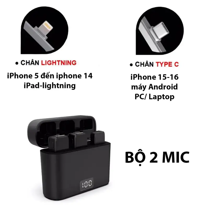Mic Thu Âm không dây GAERU M3 PRO Cao Cấp, có hộp sạc, 1 mic hoặc 2 mic khử ồn mạnh mẽ cho Táo và Android micro  không 6