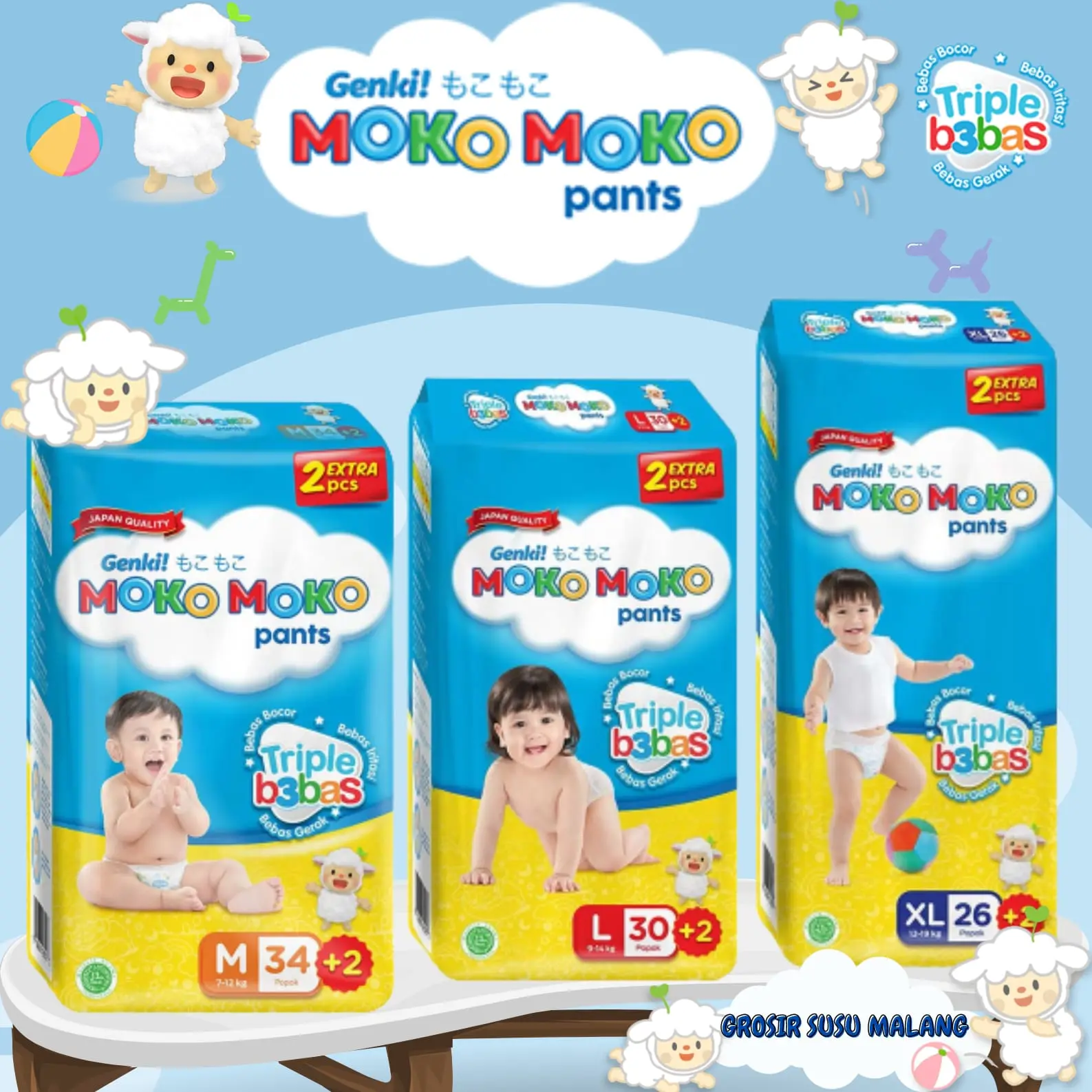 MOKOMOKOPANTS M34, L30, XL26