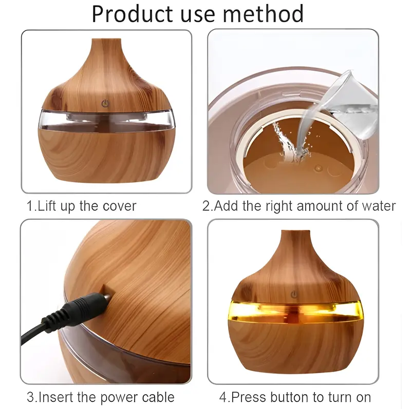 HUMIDIFIER AIR 300 ML PENGHARUM  RUANGAN DIFFUSER PEWANGI KAMAR PARFUM AROMA TERAPI RUANG Putih Remote 5