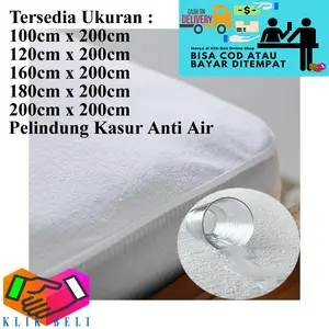 Klik-Beli (WATERPROOF) Mattress Protector Chelsea Matras Bed Single Double Queen King Ukuran 100, 120, 160, 180, 200 x 200 cm - Putih