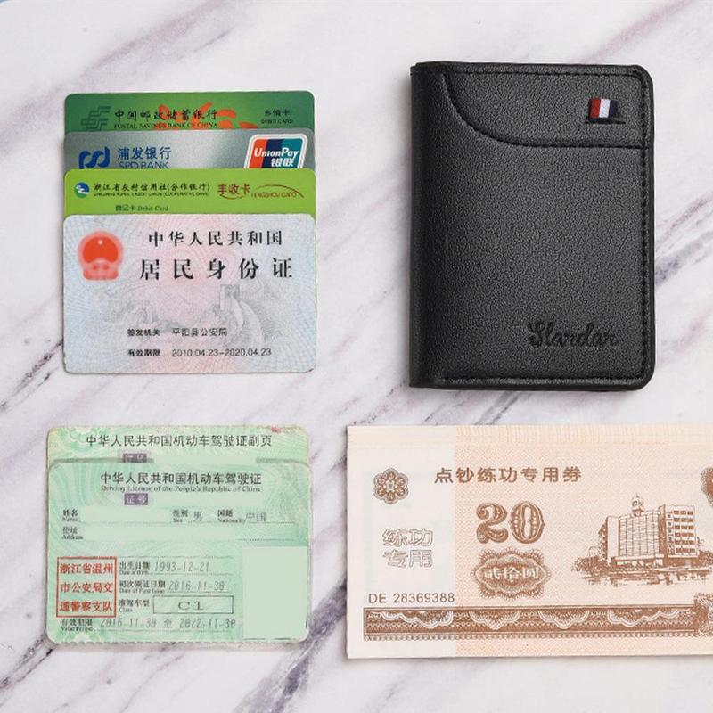 Ví nam, siêu mỏng, kiểu dọc, làm bằng da PU, bao da Giấy Phép Lái Xe ví đựng tiền Xu mini 4