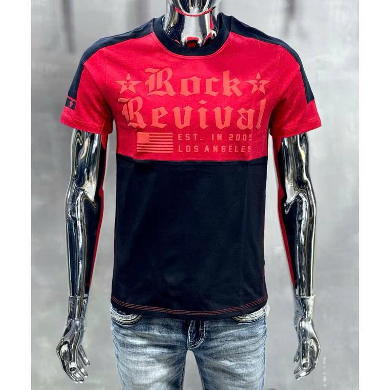 Áo thun nam cao cấp hàng quảng châu chữ RCK phối vải cotton mẫu mới phối trắng đỏ hoạ tiết nổi