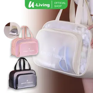 U-Living Tas Travel Perlengkapan Mandi Berenang Transparan Besar Dilengkapi Sekat Sepatu Tahan Air TT030